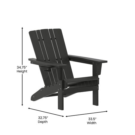 Flash Furniture Black Adirondack Patio Chairs with Cupholder, 4PK 4-LE-HMP-1045-10-BK-GG